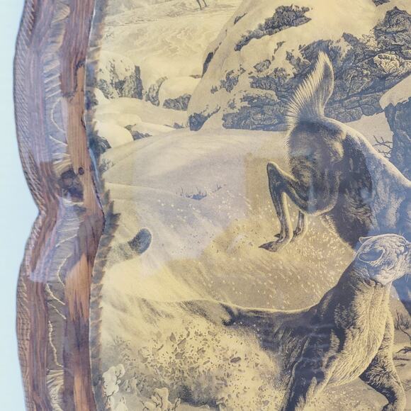 VTG 1978 Bill O'Neill Wildlife Art on Wood Dinner on the Run Whitetail & Cougar - Picture 5 of 12